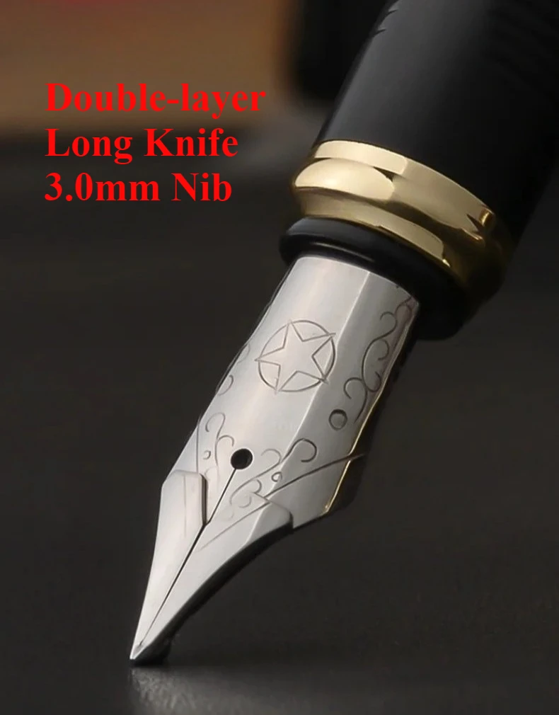 

Двухцветная толстая шлифовальная ручная работа, округлая полированная толстая перьевая ручка, наконечник 4,0 мм, двухслойный длинный нож, деловая ручка для письма