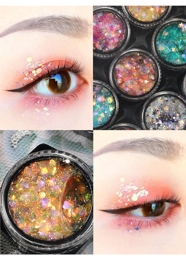 12 สี Body Glitter GEL Mermaid Pigment เทศกาล DIY Glitter แต่งหน้า Shimmer Eyesahdow ริมฝีปากผม Glitters เลื่อมสีสัน