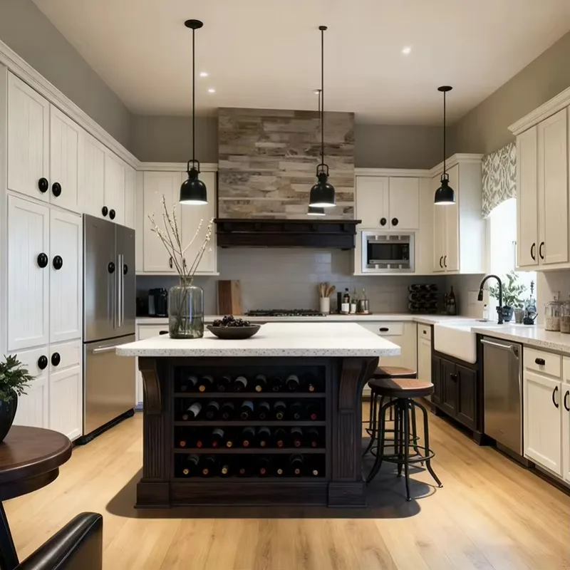 Cuisine Exterieur Furniture Kitchen Island Table Kitchenette Solid Wood Luxury Kichen Pantry Modern Kitchen Cabinets