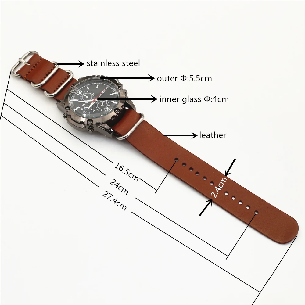 Punk Vintage Indicating Quartz Electronic Wristwatch Brown Black Red Leather Belt Strap Men Watch Bracelet Female Jewelry