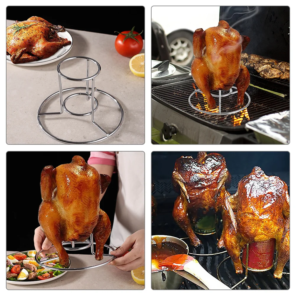 

Professional Stainless Steel Roasting Rack Multi-Function Chicken Holder Vertical Turkey Roaster Bbq Accessory