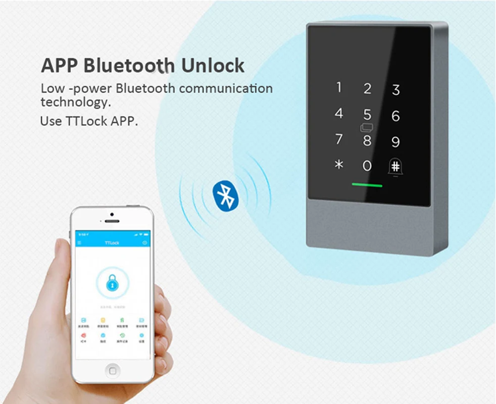 TTlock Smart Phone App Access Controller 13.56Mhz Rfid Door Access Control System Door Kit Ip67 Waterproof Reader Nfc G2 Gateway