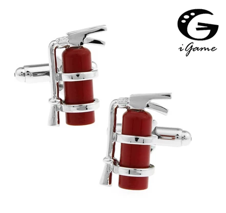 iGame Novelty Fire Extinguisher Cuff Links Red Color Copper Material Gift For Fireman  