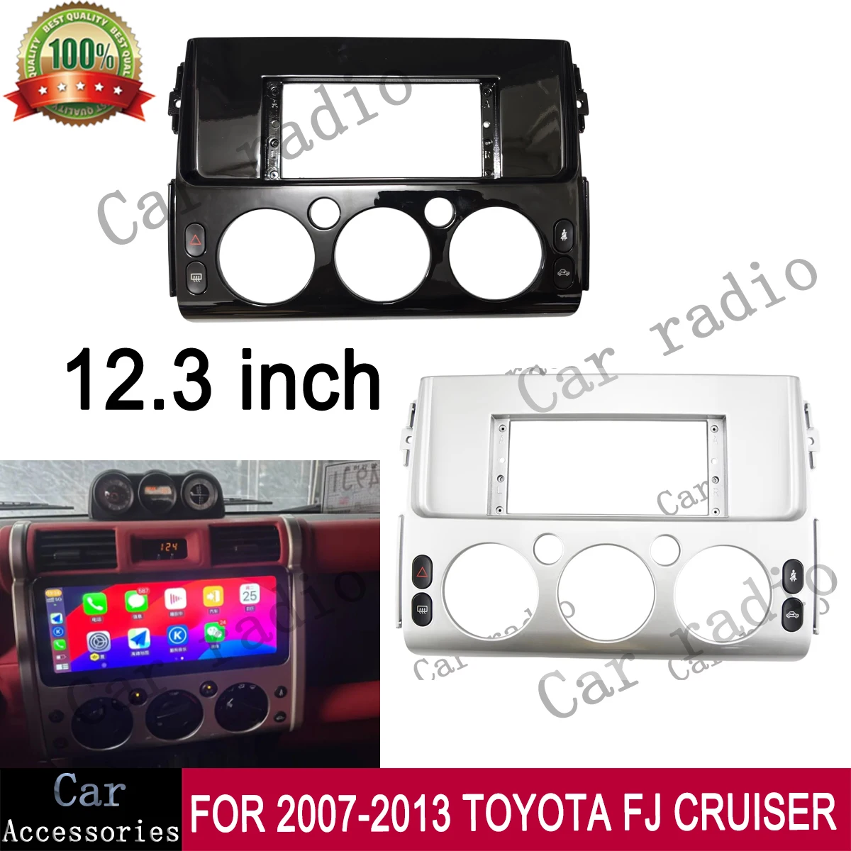 

For 2007-2013 TOYOTA FJ CRUISER (UV BLAC 12.3 Inch Car Radio Android Stereo Frame Player Head Unit Fascia Panel Dash Board Cover