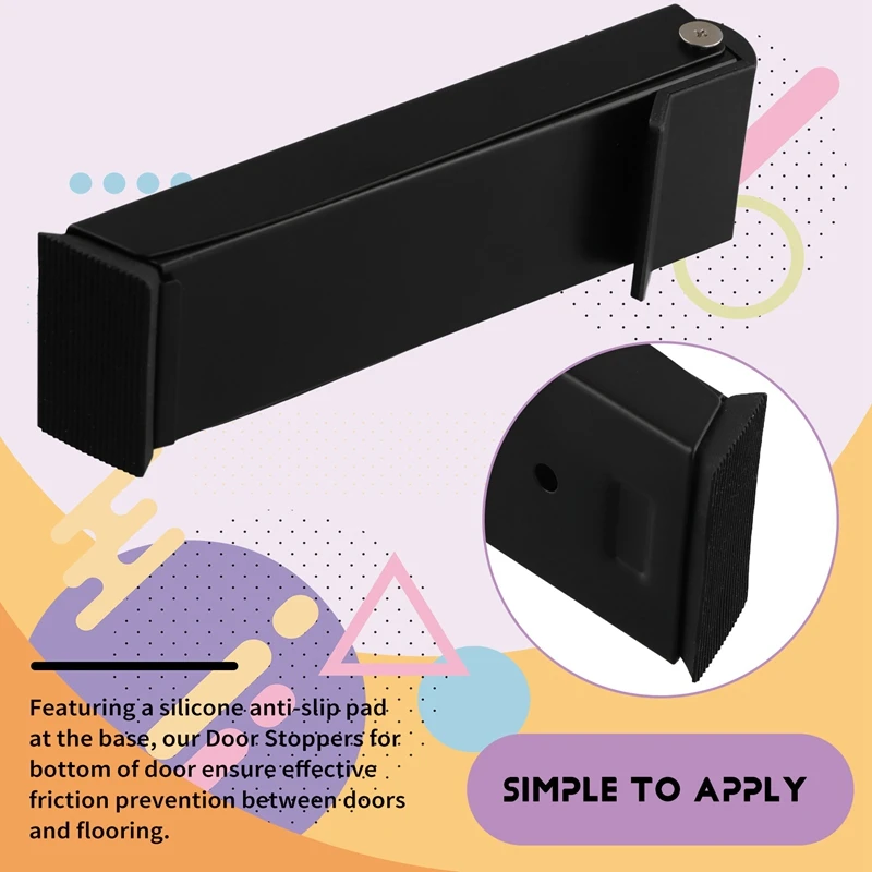 Heavy Duty Door Stopper Door Holder Kick Down Door Stops Sturdy No Drilling Under Door Noise Stopper Black