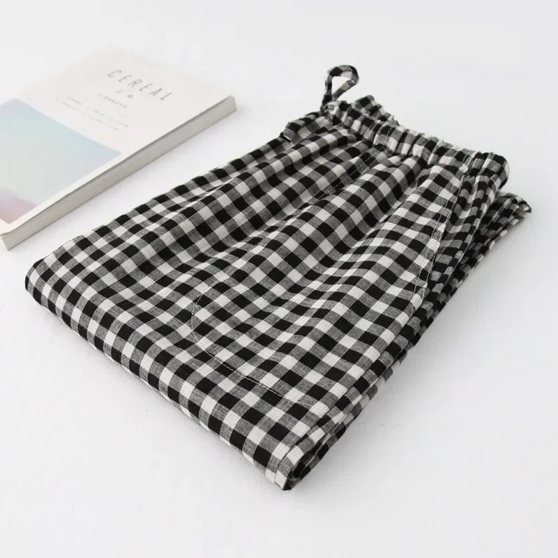 Home Pajama Pants for Men and Women, 100% Cotton Plaid Sleep Bottoms, Sleeping Lounge Pants, Plus Size Sleep Wear