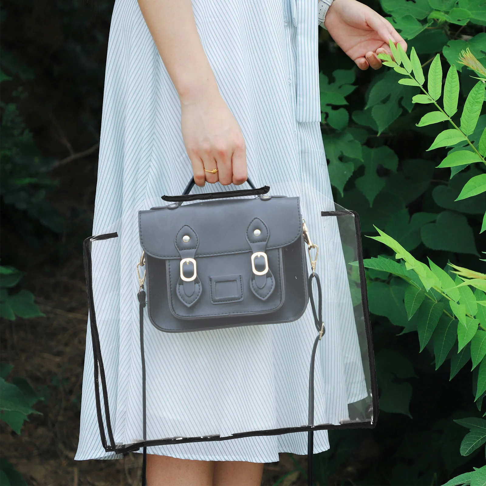 

Waterproof Transparent Handbag Rain Dustproof Protector Bag Travel Shopping Home Lightweight Portable Rainproof Cover For