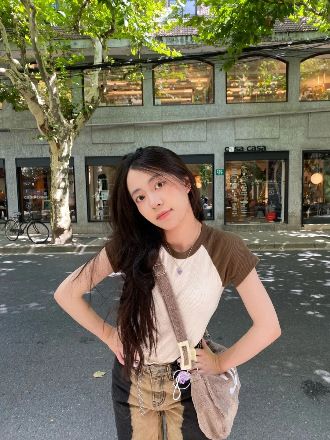 

Футболка Soft Blue round Ne Ribbed Brown Sve Bella Top by Brandy Girl Comfortable Fit ort Sve Commute Sle Pure Color