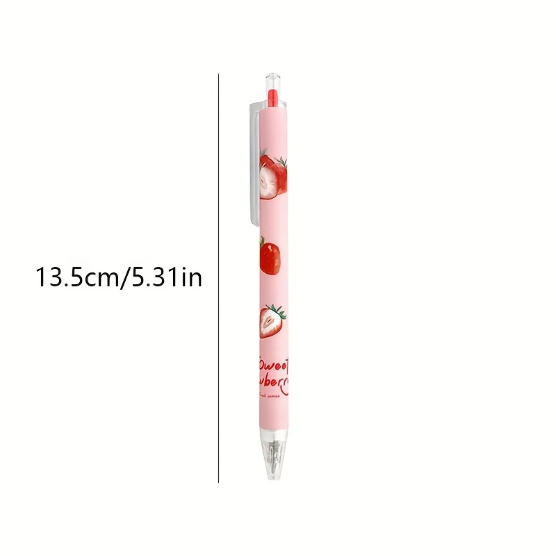 6pcs 0.5mm Sweet Strawberry Retractable Neutral Pens - Perfect for writing and painting