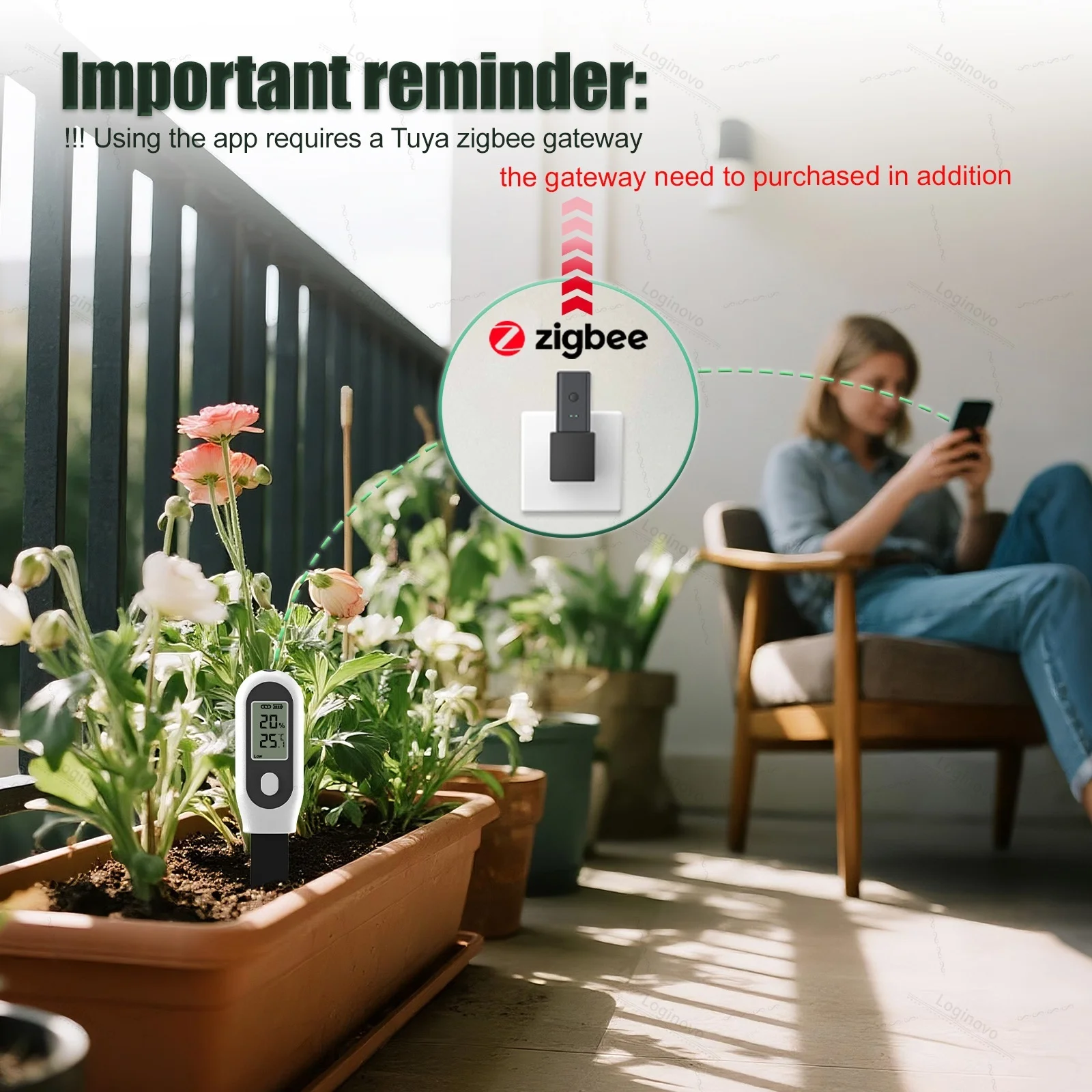 زيجبي مستشعر التربة الرطوبة درجة الحرارة الرطوبة كاشف أشعة الشمس مع LCD الرقمية الحياة الذكية APP التحكم تويا أتمتة المنزل
