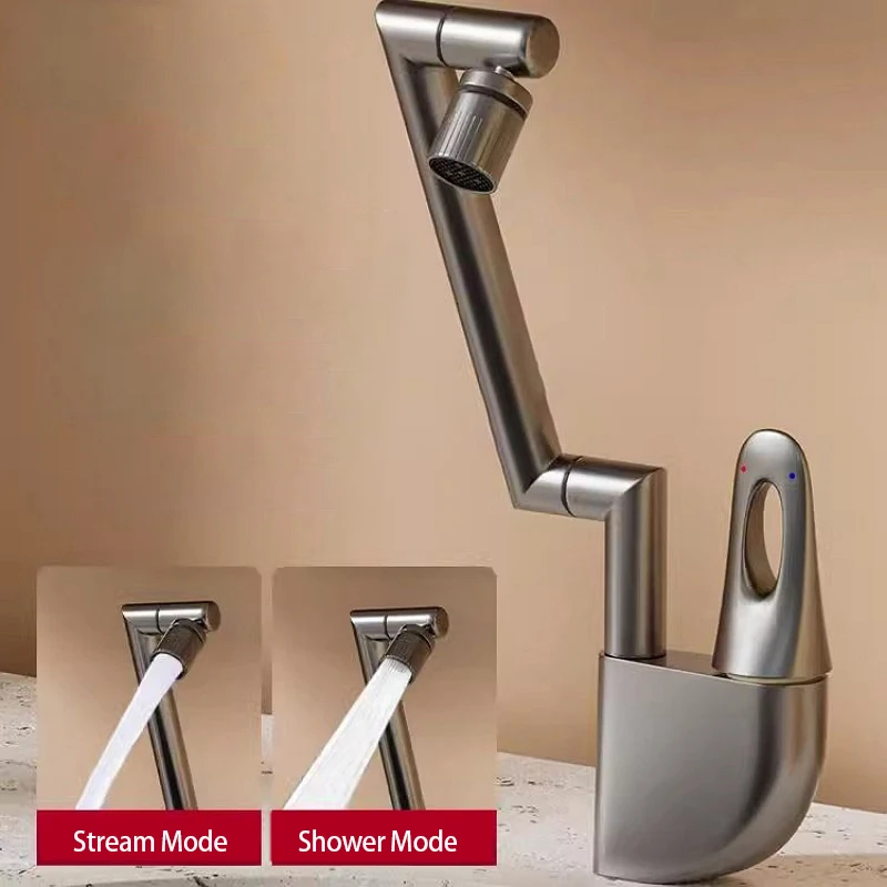 

Universal Rotation Bathroom Kitchen Splashproof Faucet Mechanical Arm Household Toilet Countertop Basin Faucet Hot Cold Mixer