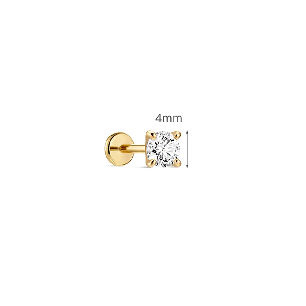 Women's 14K Solid Gold Flat Back Earrings, Hypoallergenic Gift