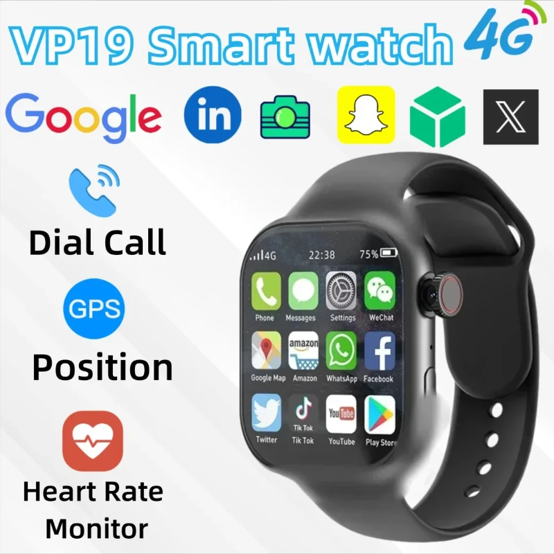 جديد VP19 أندرويد 10 ساعة ذكية الإصدار العالمي واي فاي نظام تحديد المواقع 4G 5G شبكة كاملة بطاقة SIM كاميرا دوارة 180 درجة الكبار