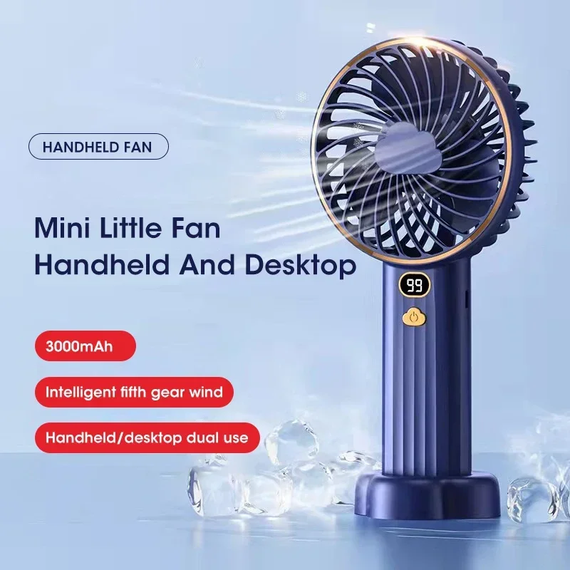 

Rechargeable Mini USB Fan 3000mAh Portable Handheld Desktop Pocket Fan LED Display for Office Home Travel