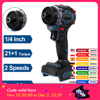 280N.m 1/4inch Brushless Electric Screwdriver 21+1 Gear Two Speed Cordless Electric Drill Tool For 18v Battery