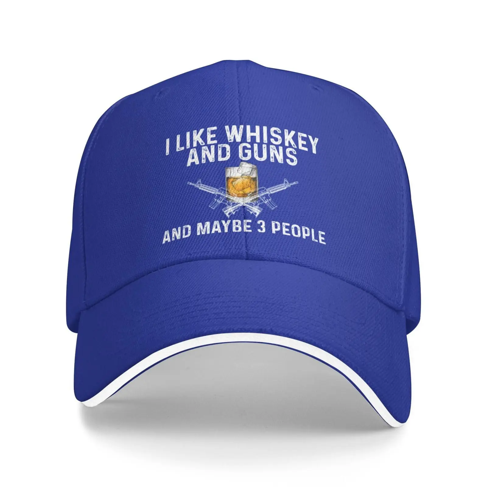 

I Like Whiskey and Guns and Maybe 3 People Baseball Caps Classic Distressed Denim Washed Snapback Hat Unisex Workouts Hats