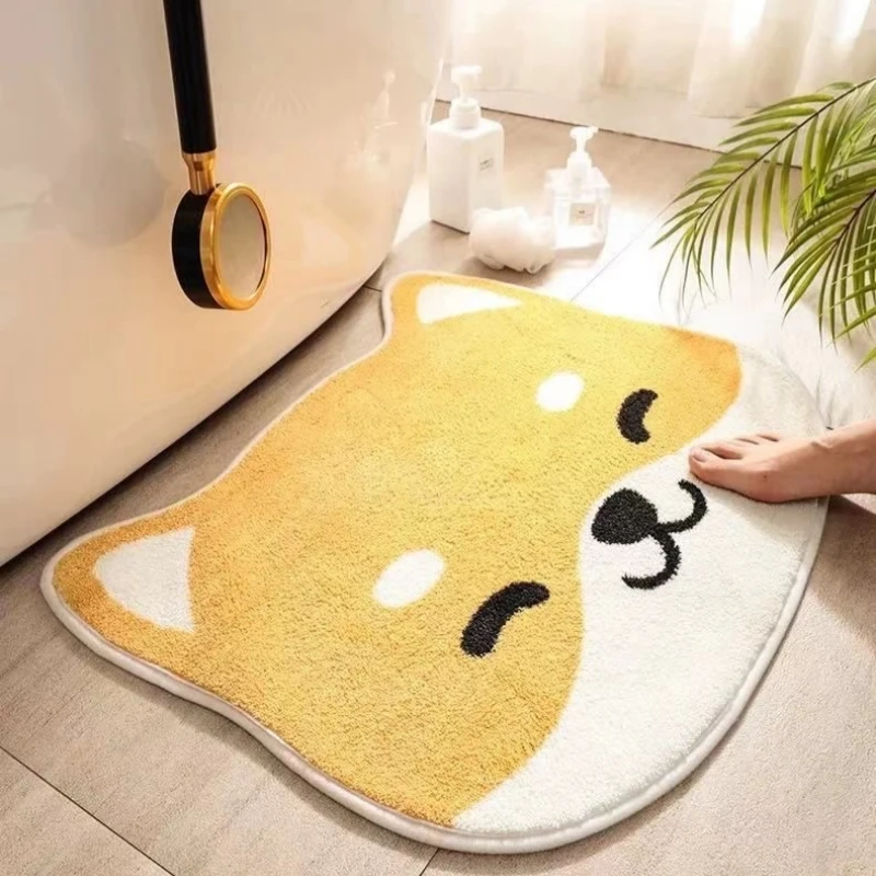 

Cartoon Imitation Cashmere Carpet Bathroom Non-slip Water Absorbent Dirt Resistant Mat Bedroom Side Bath Rugs Cat-shaped Mats