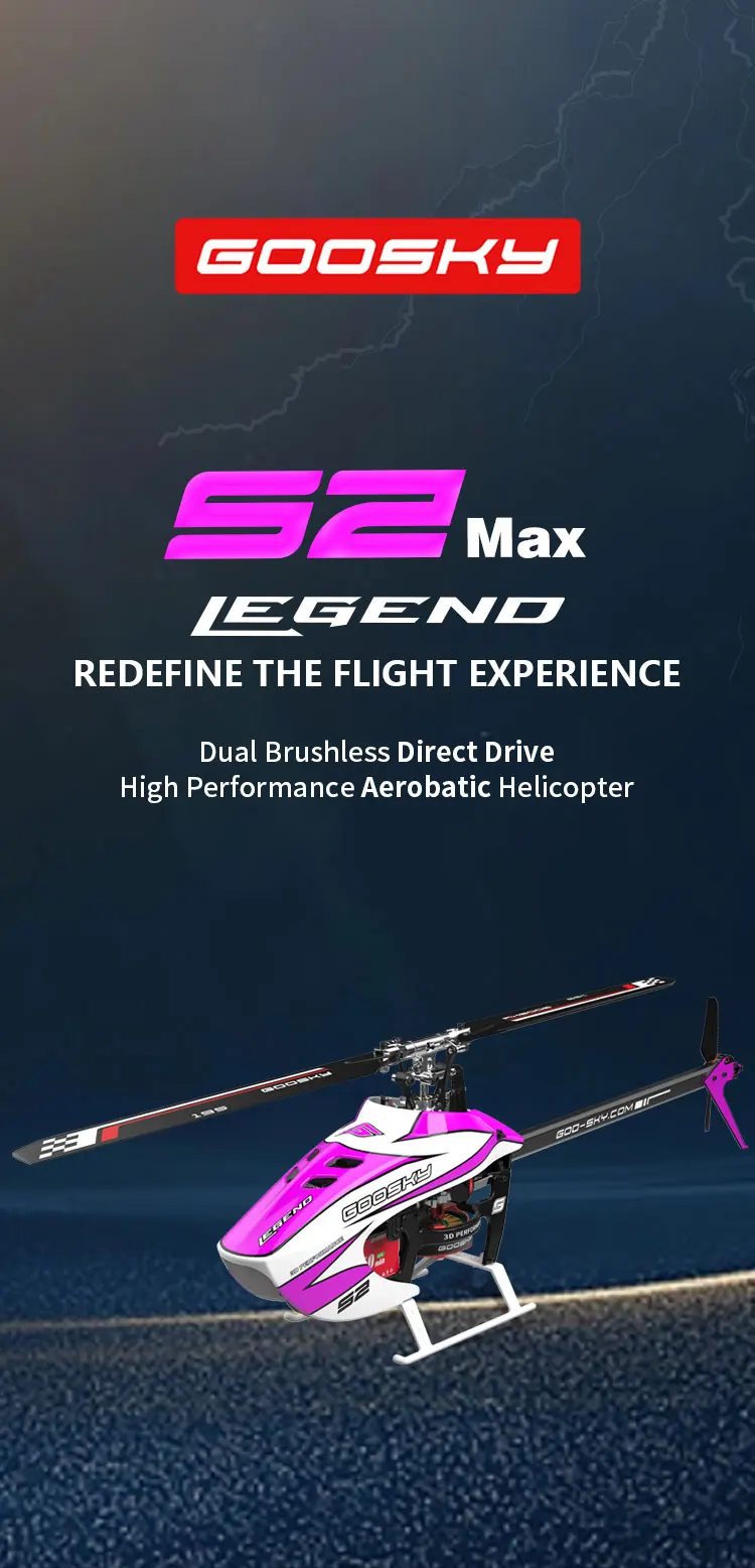 Neues Goosky S2 MAX ferngesteuertes Hubschrauber-3D-Stuntflugzeugmodell mit doppeltem bürstenlosem Direktantrieb 6-Kanal-Jungenspielzeuggeschenk