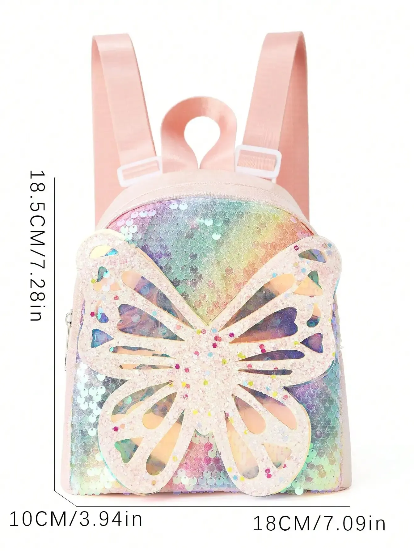 1pc Cute Butterfly Colorful Sequin Backpack For Girls, For Kindergarten Primary School Students, Daily Use, Holiday Gift