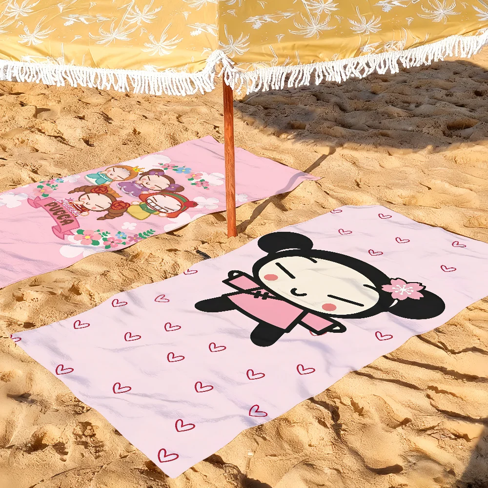Cartoon P-Pucca-s Towel For Beaches Yoga Studios Gyms Hot Springs Swimming Pools And Picnics