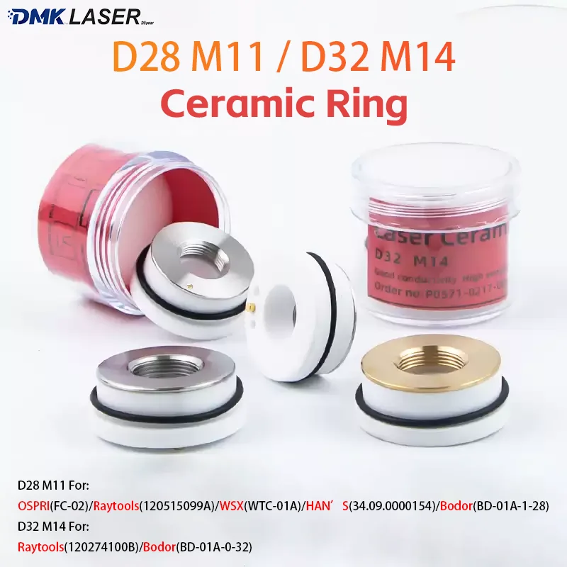 D28 D32 Ceramic Ring Laser Cutting Head Ceramic Body M11 Nozzle Holder M14 Insulation Ring For Raytools WSX HANS OSPRI Bodor