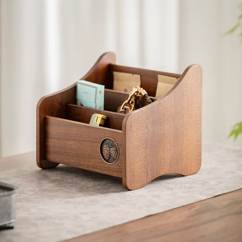 ✨ Wooden Desk Organizer Black Walnut Office Organizer Remote Control Holder Wooden Stationery Organizer for Home Office Desktop
