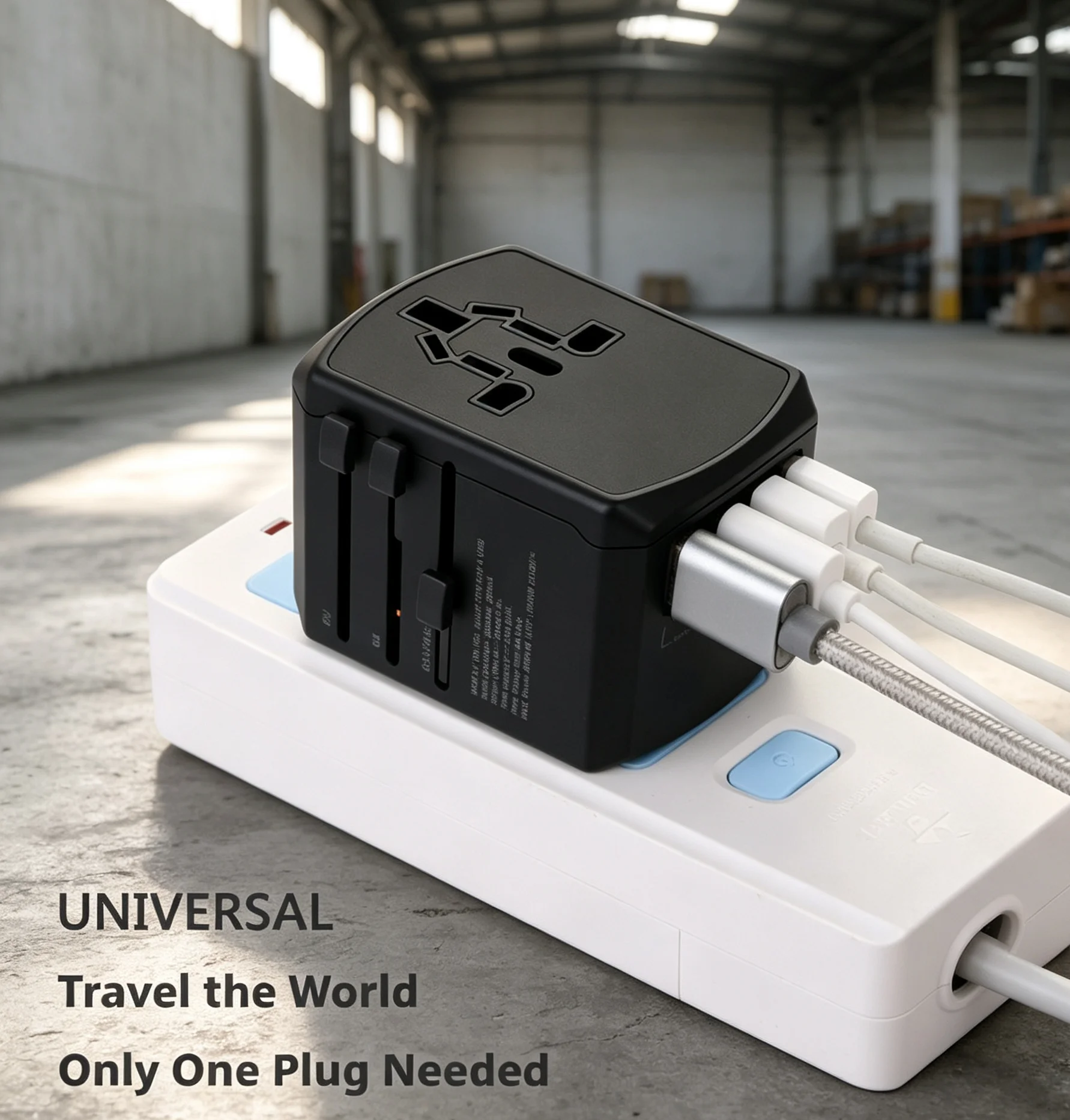 All-in-One Travel Power Adapter: US/EU/UK/AU Compatibility, 5V/2400mA USB, 2000W, Safety Shutter, Lightweight