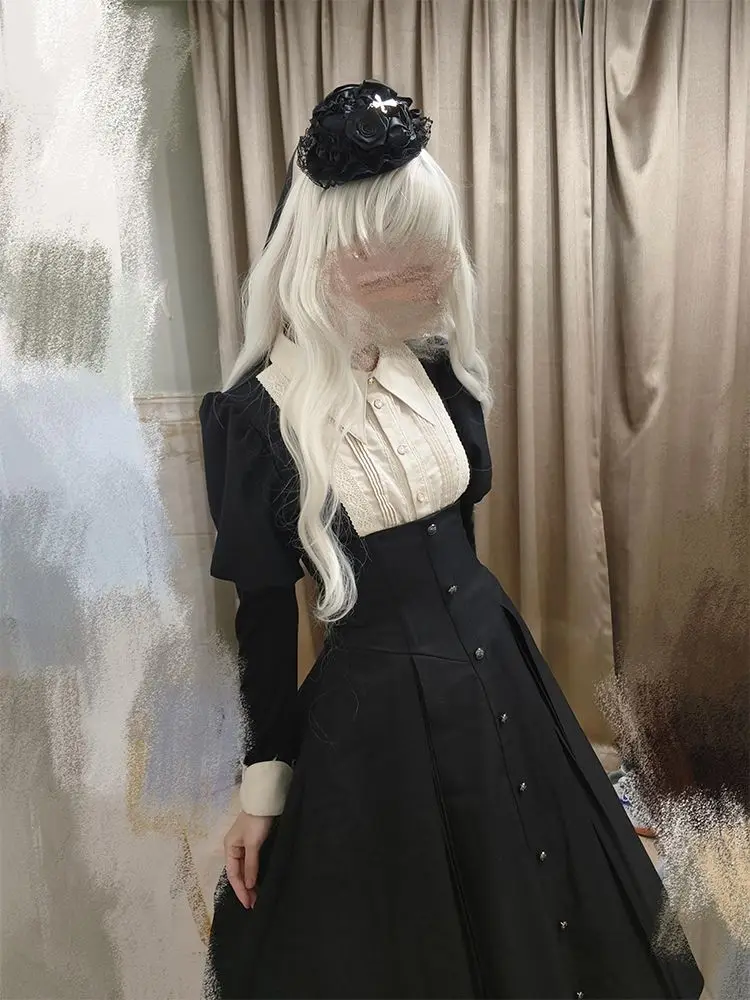 

MAGOGO New style long-sleeved outfit - Lolita puff sleeve top + high-waisted long skirt set