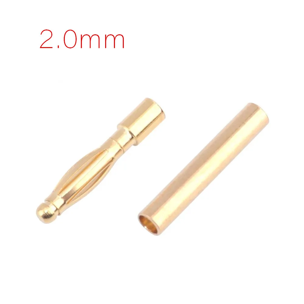 100pcs 2/3.5/4mm Gold Plated Banana Bullet Connectors Male Female Plug with Black Heat-Shrink Tube for RC Battery ESC Motor Part