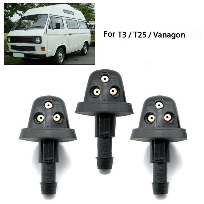 3Pcs Jet Nozzles Triple Jets For T25 T3 Vanagon Windshield Washer Wiper Nozzle Sprayer Sprinkler Water Spout Outlet