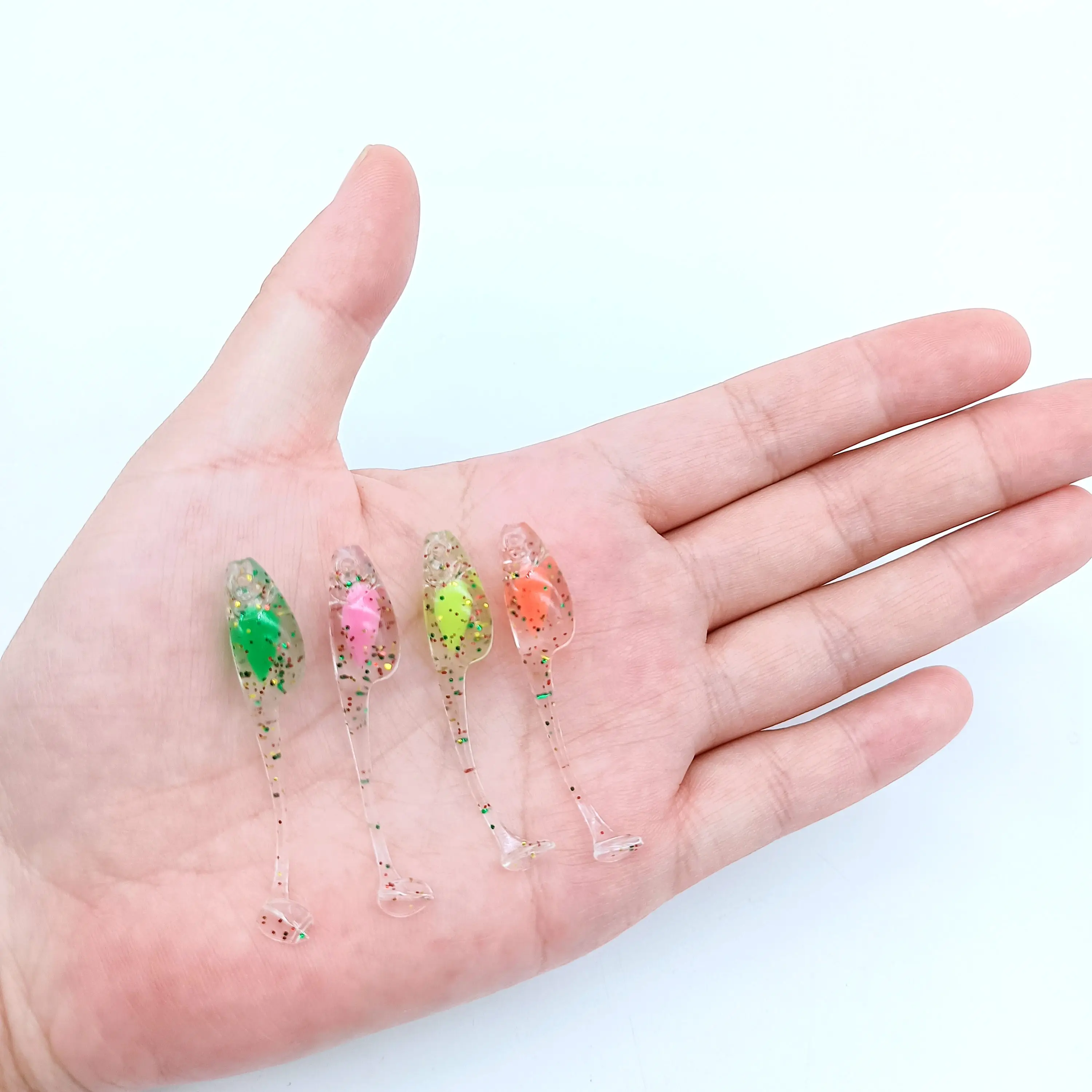 DUODUOYU 5PCS New TPE Mini Soft Fishing Lure 0.8g/90mm T-tail Soft Worm Jig Fish Wobbler Artificial Bait Silicone Fishing Tackle