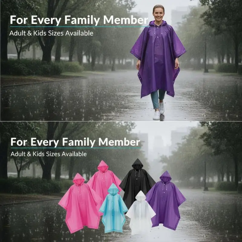 Transparent Windproof Rain Coat EVA Waterproof Bicycle Motorcycle Rain Poncho for Adult Men Women Hiking