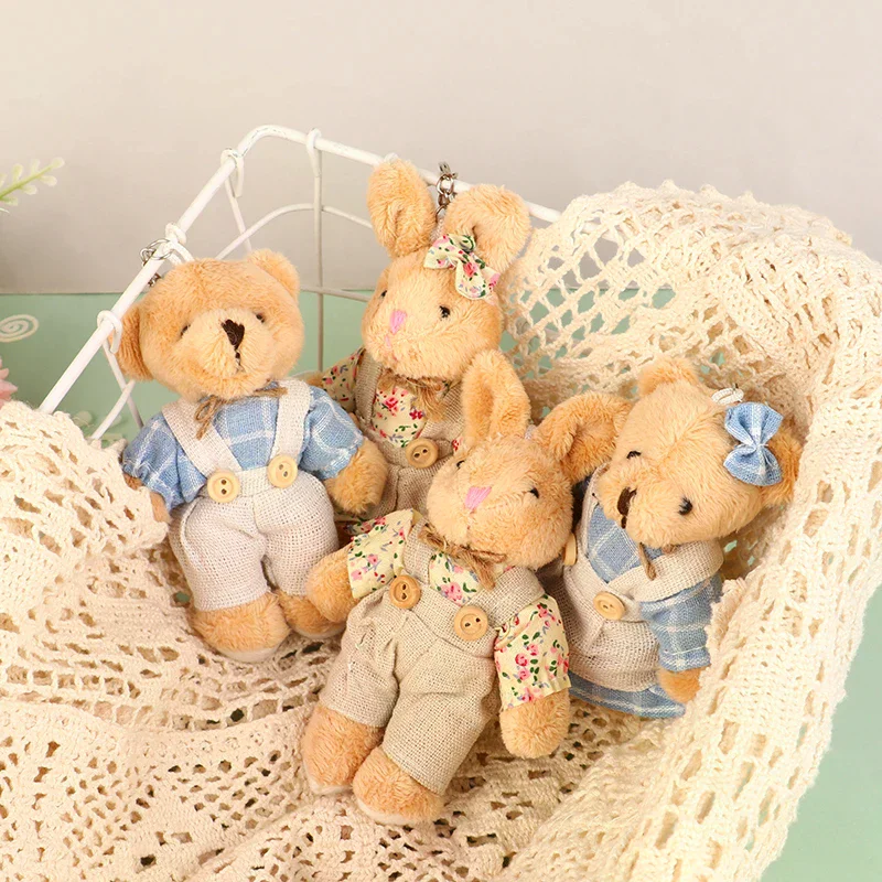 Adorable Teddy Bear Attire Plush Toy Bunny Charm Soft Stuffed Keychain Doll Backpack Car Bag Keyring Child Present