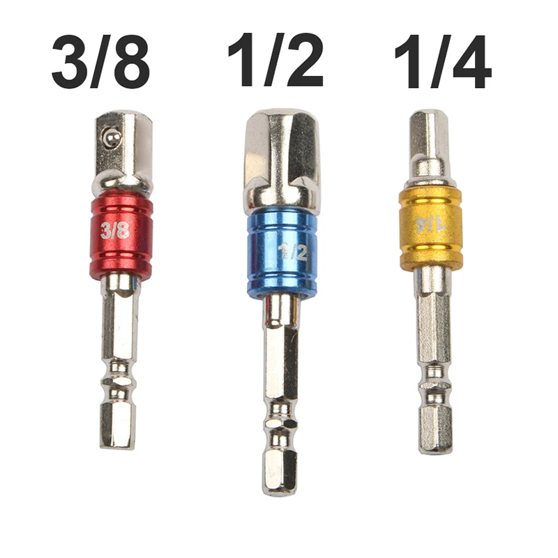 3szt 1/4" 3/8" 1/2" Adapter klucza sześciokątnego Przedłużenie wierteł Adapter gniazda Zestaw przedłużaczy do wiertarek Klucz do nakrętek