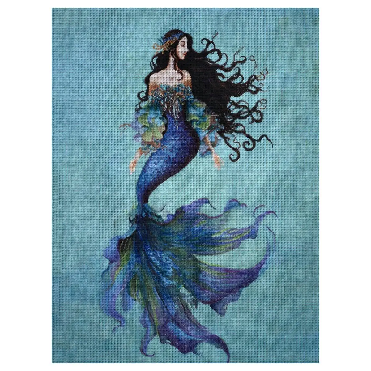 1pc 30X40CM/11.8*15.74inch Mermaid Stamped Cross Stitch Kit DIY Kit 11/14/16CT DIY Embroidered Set DIY Cross-Stitch Set