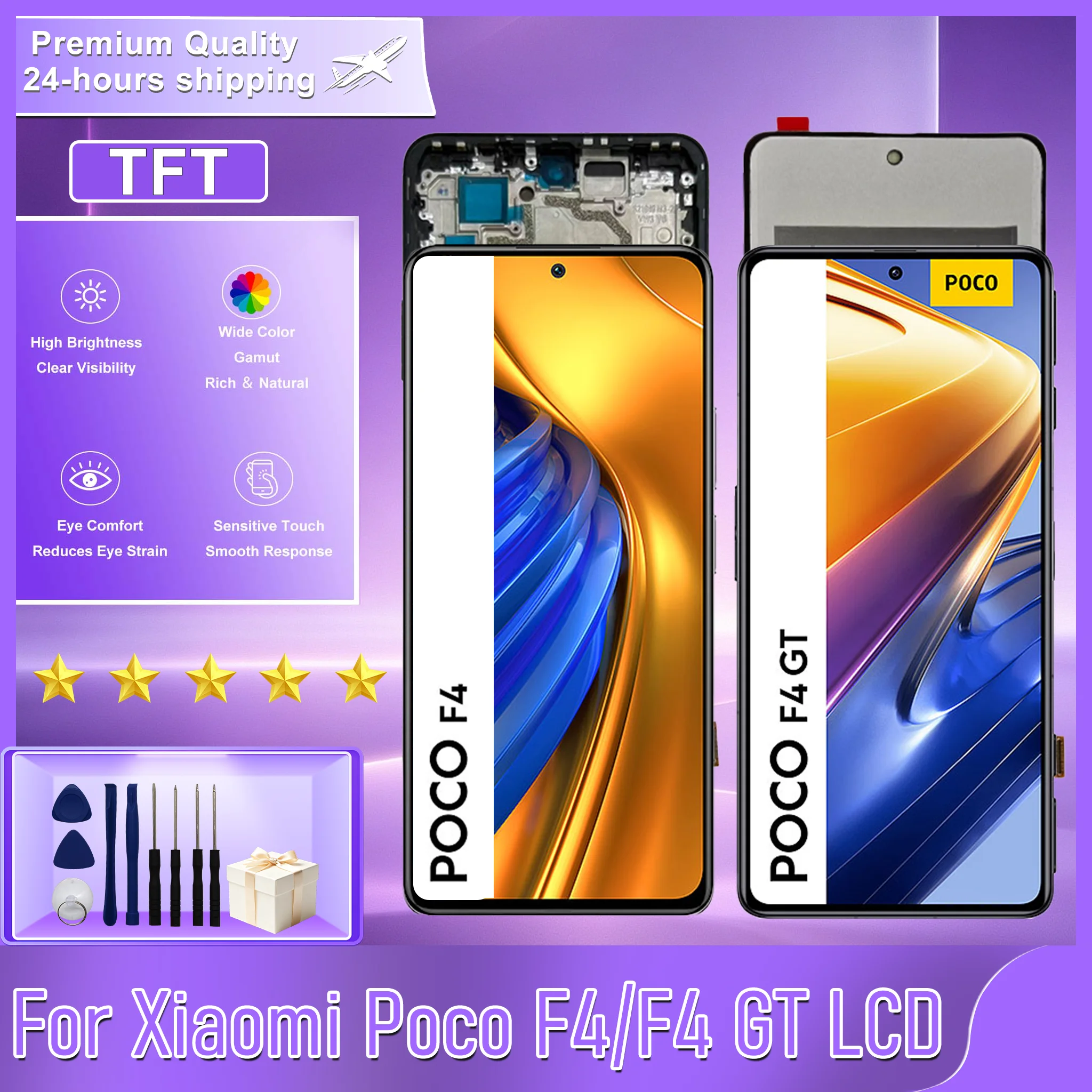 TFT For Xiaomi Poco F4 Display 22021211RG Touch Screen Digitizer For Poco F4 GT LCD 21121210G Display Assembly Replacememt Parts