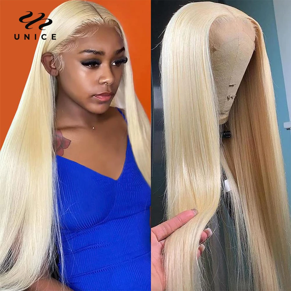 Unice Hair 5x5 HD Lace 613 Blonde Straight Lace Front Human Hair Wigs Blonde Lace Wig 180 Density Human Hair