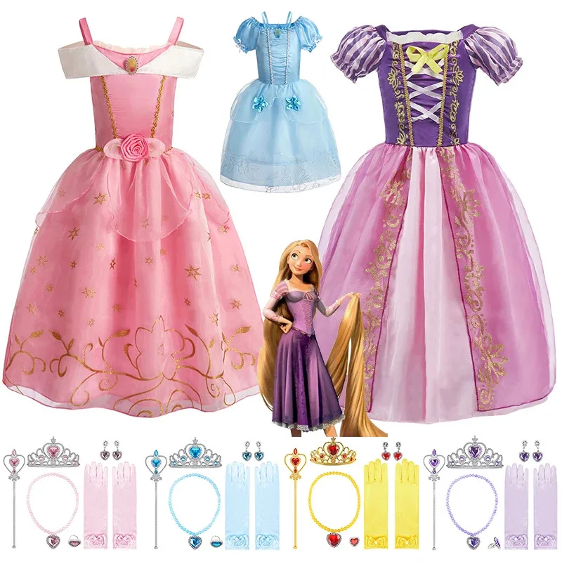 

Girls Disney Rapunzel Tangled Princess Dress Children Fancy Cosplay Aurora Costume Halloween Carnival Party Gown Outfit Clothes