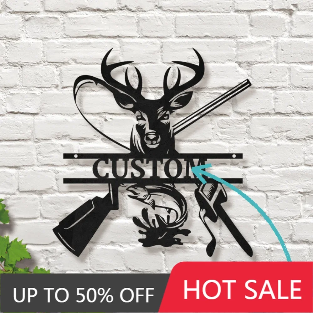

Iron Art Decorative Painting Exquisite Custom Timeless Iron Wall Art Sign with Vintage Deer Fish Motif Sturdy Metal for Cabins a