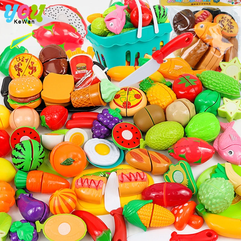 

16-30PCS Kitchen Pretend Play Set Simulation Cutting Fruit Vegetable Burger Food Cooking Children Educational Toys for Kid Girls