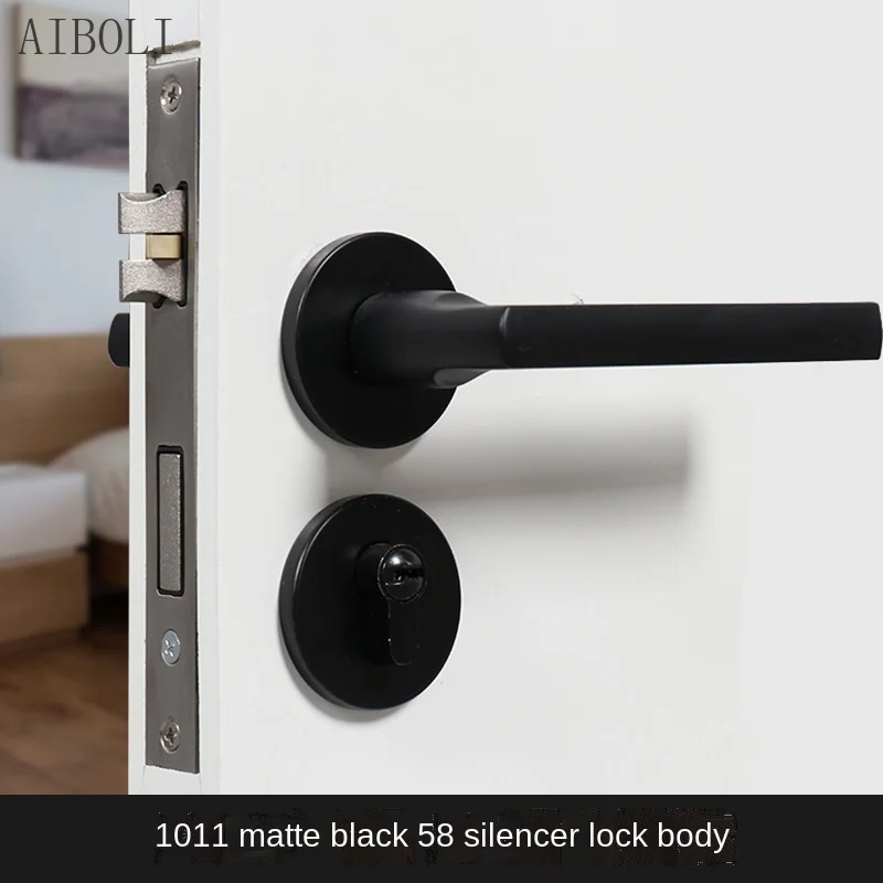 

58 Mute Magnetic Lock Door Lock Household Wooden Door Universal Bedroom Door Handle Lock Room Door Handle Black Split Lock