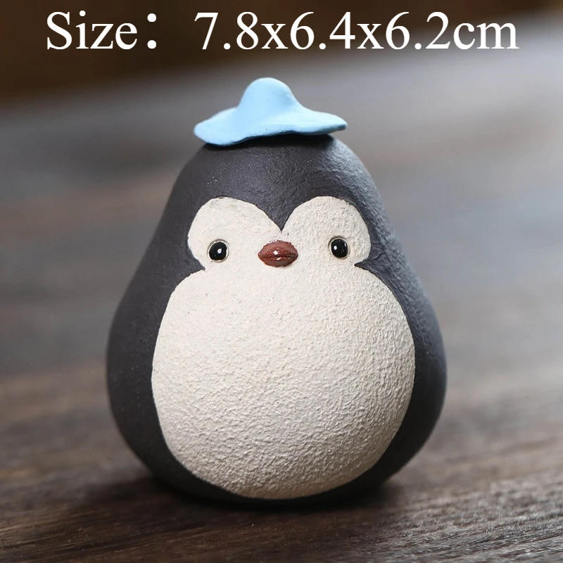 Purple Clay Penguin Eggplant Tea Pet Handmade Pink Slurry Figurine Creative Chicken Multi-Function Teapot Lid Holder Home Decor