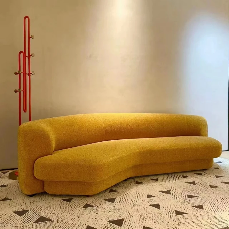 Modern fabric inflatable sofa, environmentally friendly and durable curved three-seat combination sofa