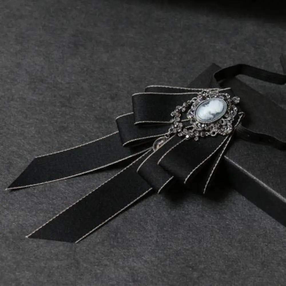 Лента, черная лента со стразами, галстук-бабочка, стразы, кристалл, галстук-бабочка, ткань, художественная лента ручной работы, брошь с бантом