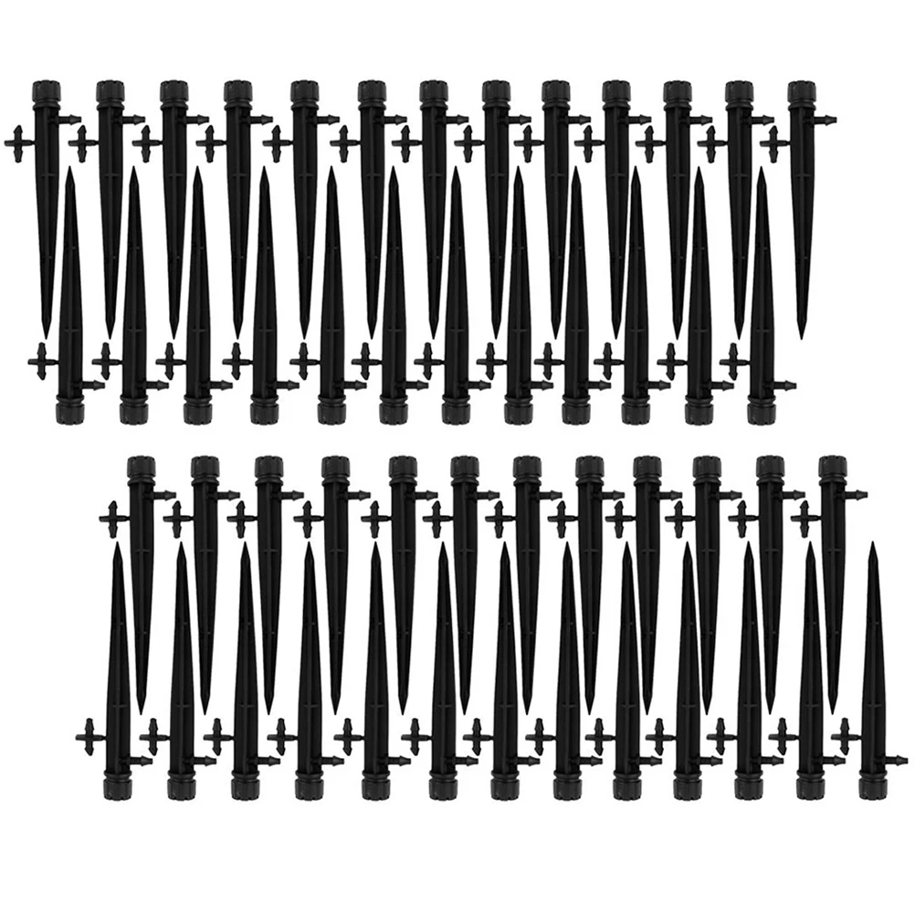 

50pcs Flower Pot Drip Stakes 360 Degree Adjustable Irrigation Sprinklers 8 Hole Watering Emitters Garden Nursery Use Black