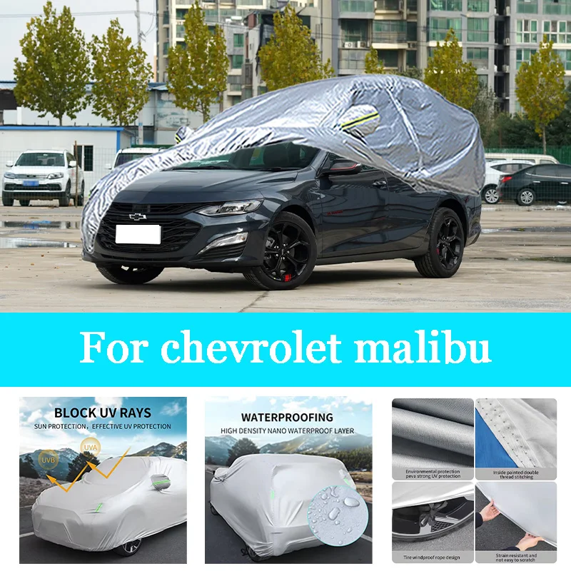 

Car Cover Outdoor Full Exterior Snow Cover Sunshade Waterproof Dustproof Protection with Reflective Strips for Chevrolet Malibu