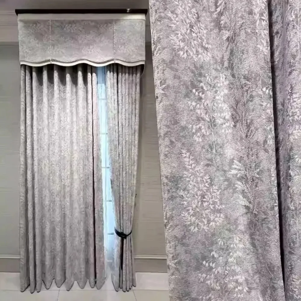 Luxury Art Deco Drapes Hand-Embossed Foliage Blackout Thermal Curtains for Living Room Bedroom Custom Velvet