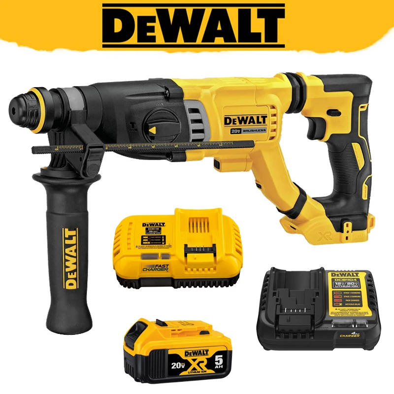 DEWALT DCH263 20V Brushless Cordless Hammer Battery Charger Set Rotary Electric Hammer Wall Concrete Drill Hole Power Tools Set