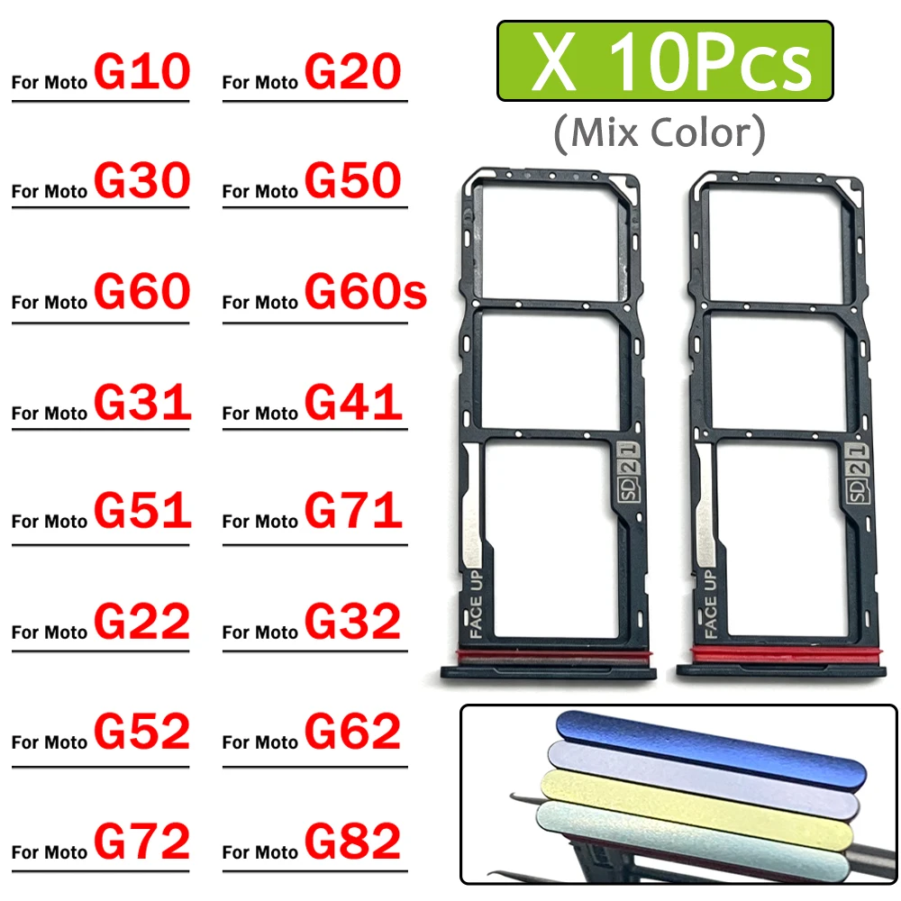 SIM Card Tray Slot Holder Adapter Accessories For Motorola Moto G10 G20 G30 G50 G60 G60s G31 G41 G51 G71 G22 G32 G52 G62 G72 G82