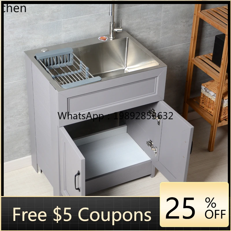 LYY stainless steel laundry pool balcony space aluminum laundry cabinet floor-to-ceiling outdoor sink small apartment
